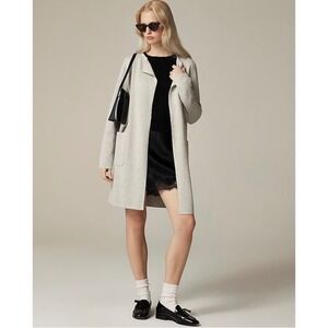 J. Crew $199 Juliette Collarless Sweater-Blazer Coat Gray Open Front Size Small
